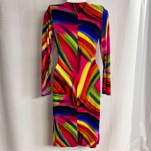 Fashion Nova ladies long sleeve vibrant colored bodycon dress size large - Picture 7 of 9